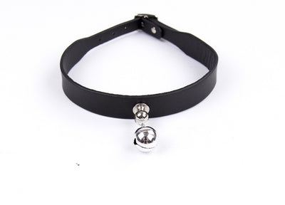 Bondage Men's Leather Collar Neck Chain Bell Torture Leather Necklace