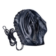 Black Soft PU Lace-Up Full Coverage Hood Mask