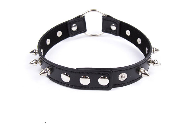 Bondage Men's Leather Collar Neck Chain Bell Torture Leather Necklace