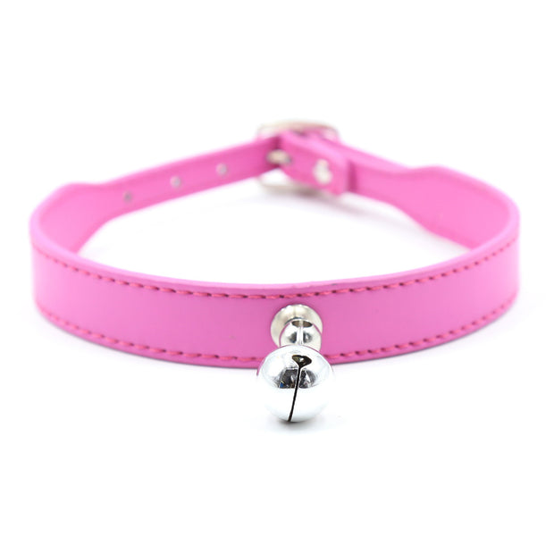 Bondage Men's Leather Collar Neck Chain Bell Torture Leather Necklace