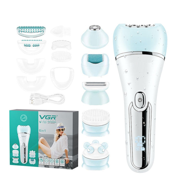 Six-in-one Women's Electric Plucking Hair Removal Device Suit