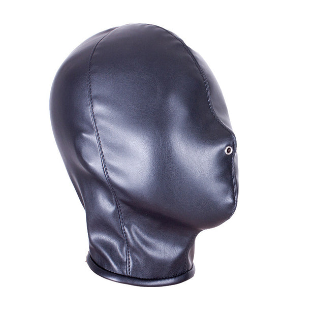 Black Soft PU Lace-Up Full Coverage Hood Mask
