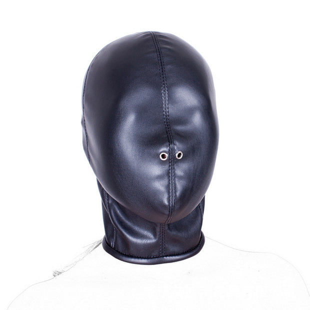 Black Soft PU Lace-Up Full Coverage Hood Mask