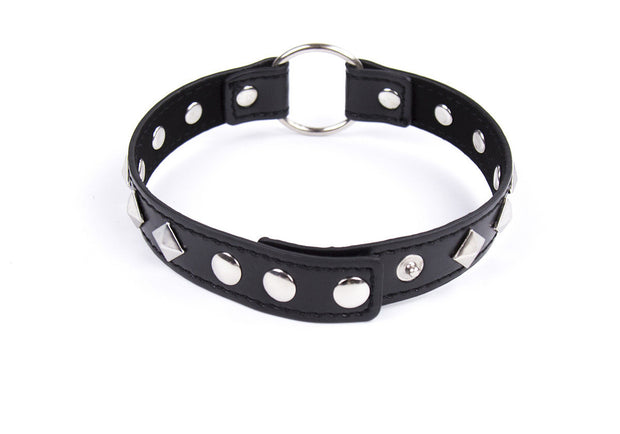 Bondage Men's Leather Collar Neck Chain Bell Torture Leather Necklace