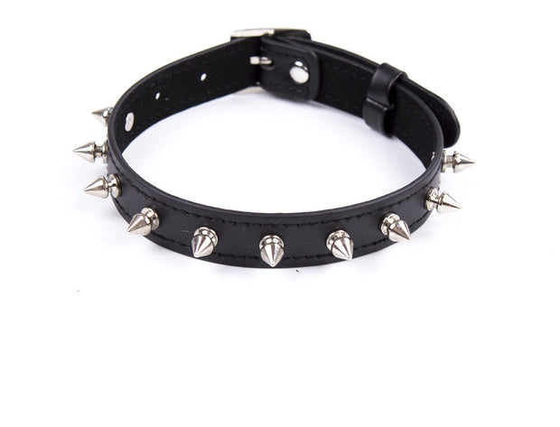 Bondage Men's Leather Collar Neck Chain Bell Torture Leather Necklace