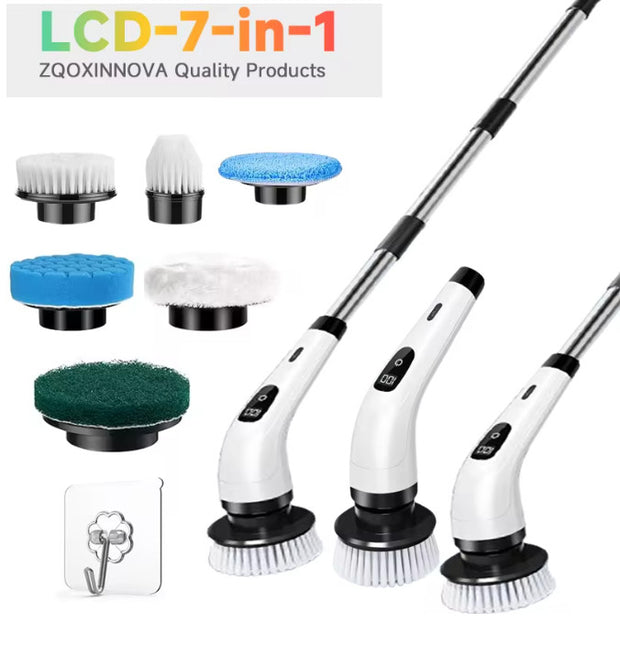 WizzyMart 💡 🍳 Cordless Spin Scrubber with 7 Replaceable Heads for Kitchen and Bathroom Cleaning 🍳 💡 – rubber, cooking, beauty, electronics, home, cordless spin scrubber, electric cleaning brush, kitchen scrubber brush, bathroom cleaning tool, toilet cleaning brush, replaceable scrubber heads, battery powered scrubber, multi purpose scrub brush, home cleaning gadget, rubber cleaning brush, electric spin brush, cleaning brush for tiles, cordless bathroom brush, kitchen cleaning tool, easy clean scrubber, elec